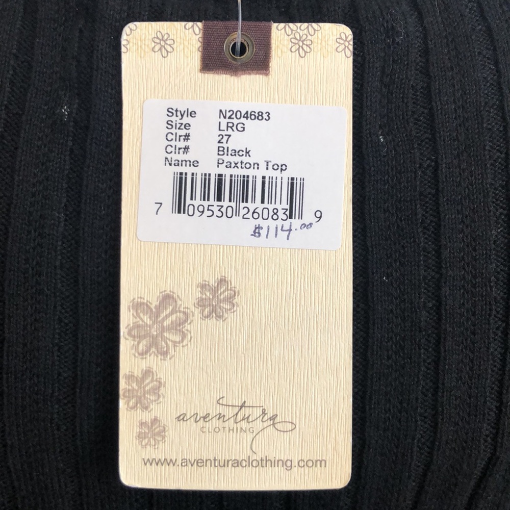 NEW Aventura Organic Black Lightweight Top, Size Large - Picture 10 of 14